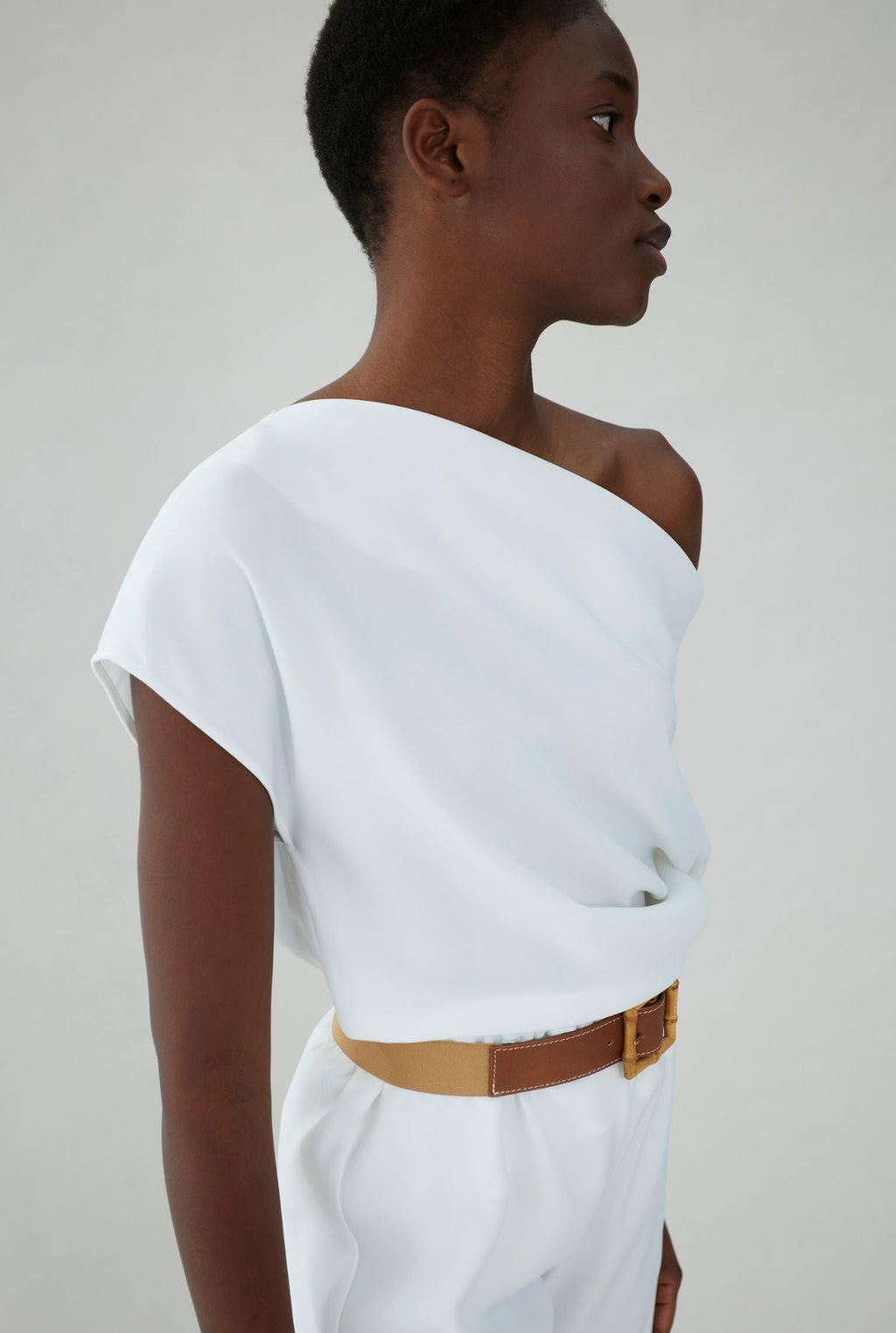 Asymmetrical crepe top