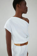 Asymmetrical crepe top