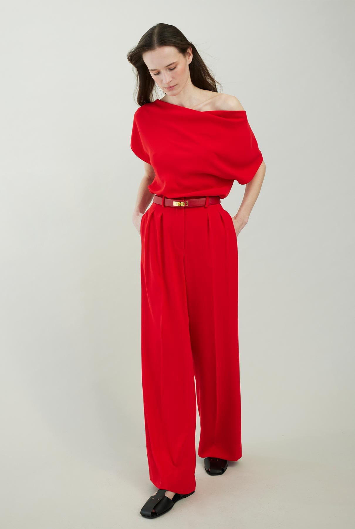 Asymmetrical crepe top