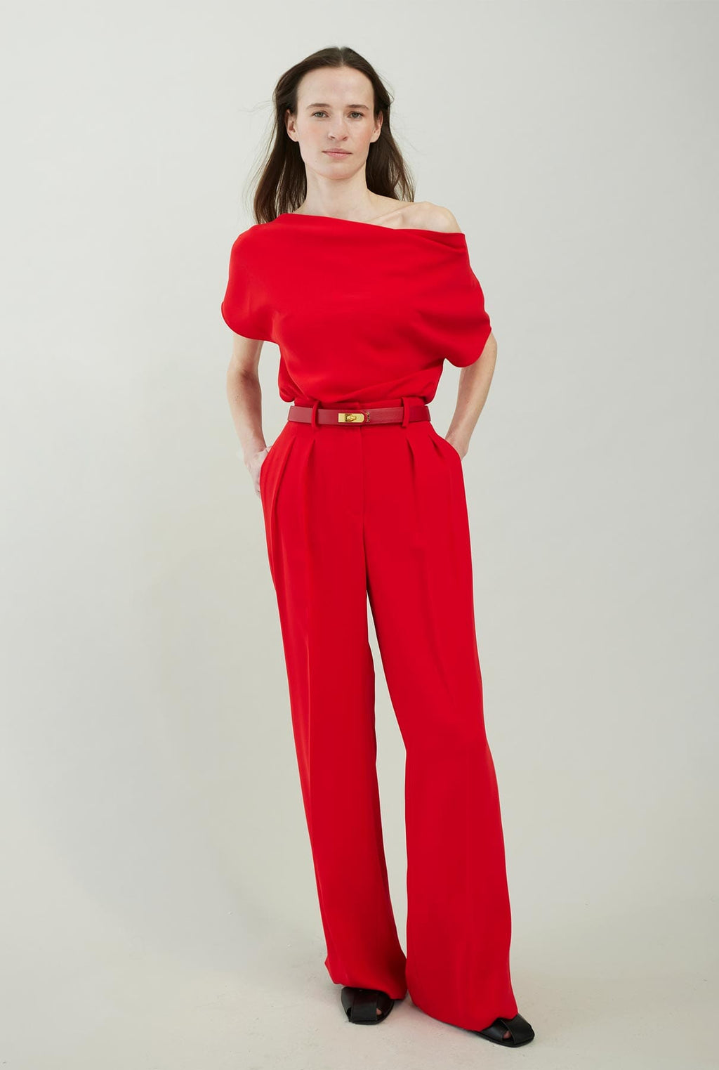 Asymmetrical crepe top