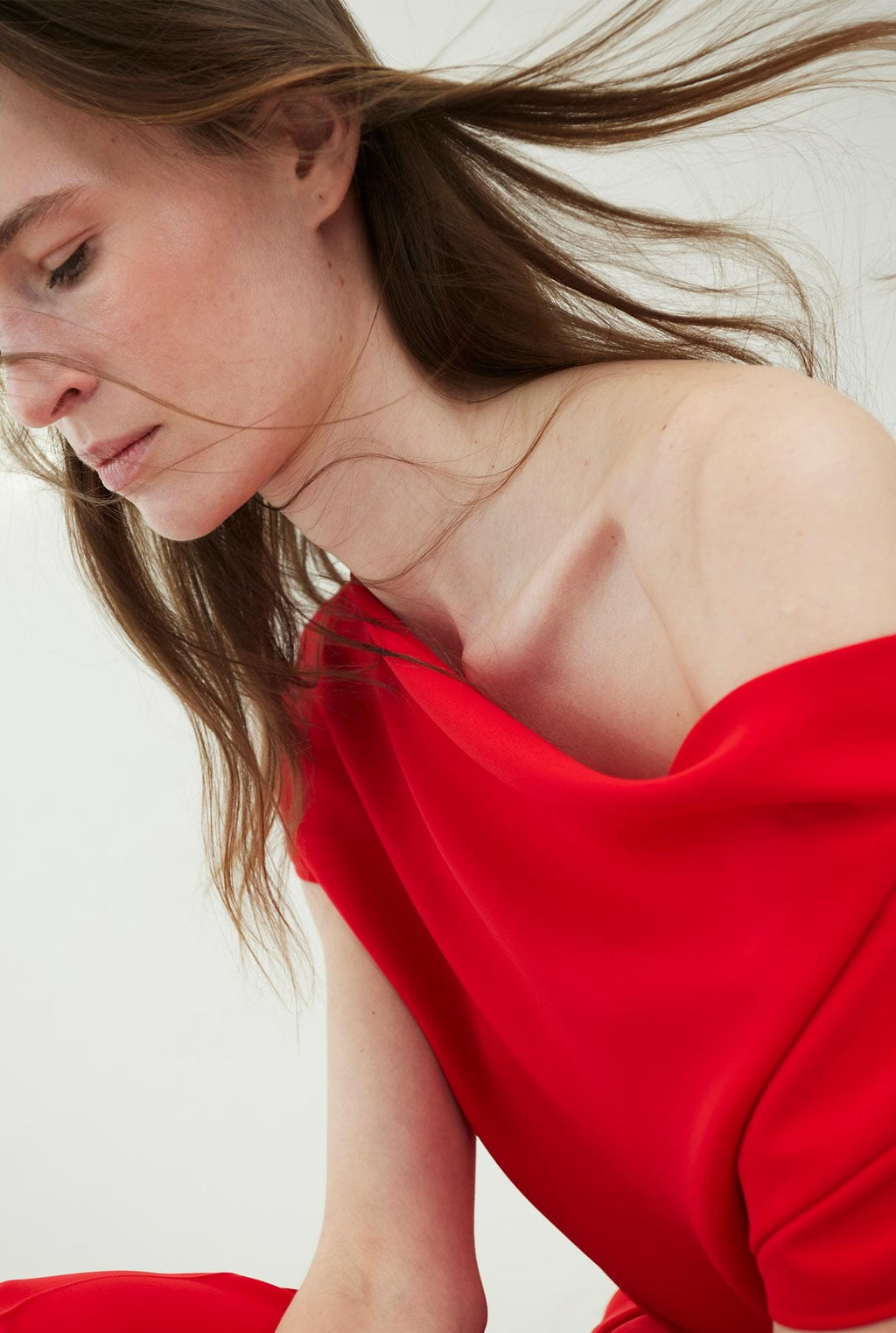 Asymmetrical crepe top