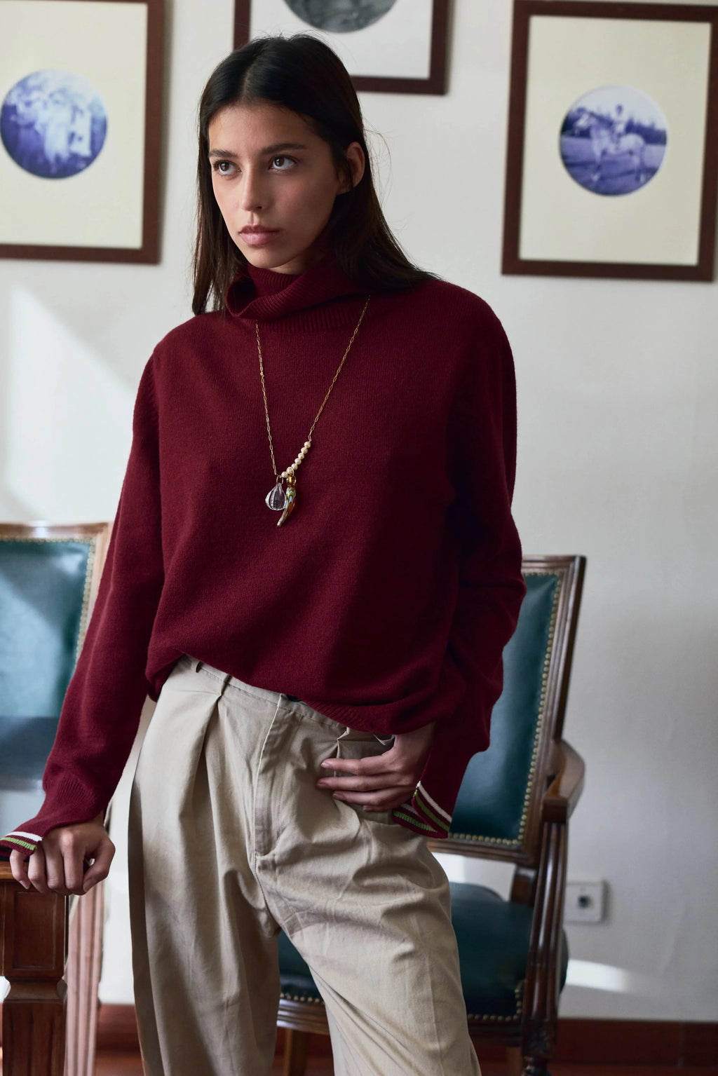 Berta Cashmere blend Crew Neck Wine