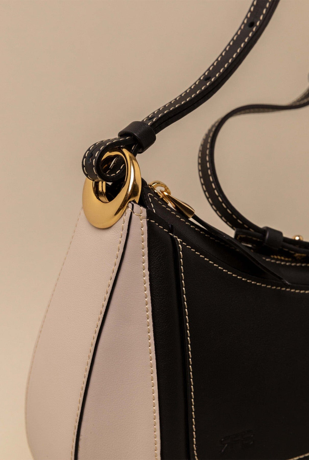 Binomio Bicolor Good Grey Black Leather Shoulder Bag