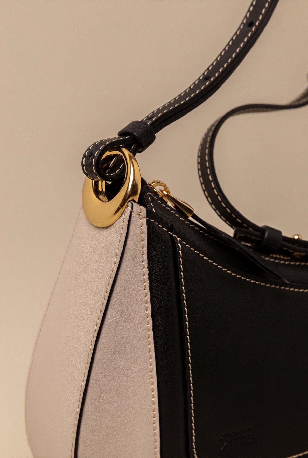 Binomio Bicolor Good Grey Black Leather Shoulder Bag