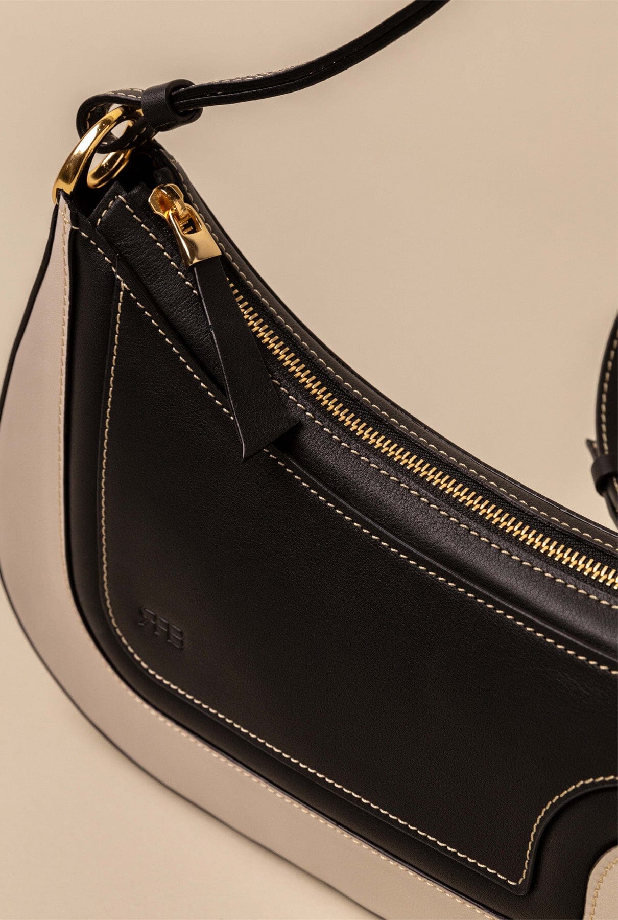 Binomio Bicolor Good Grey Black Leather Shoulder Bag