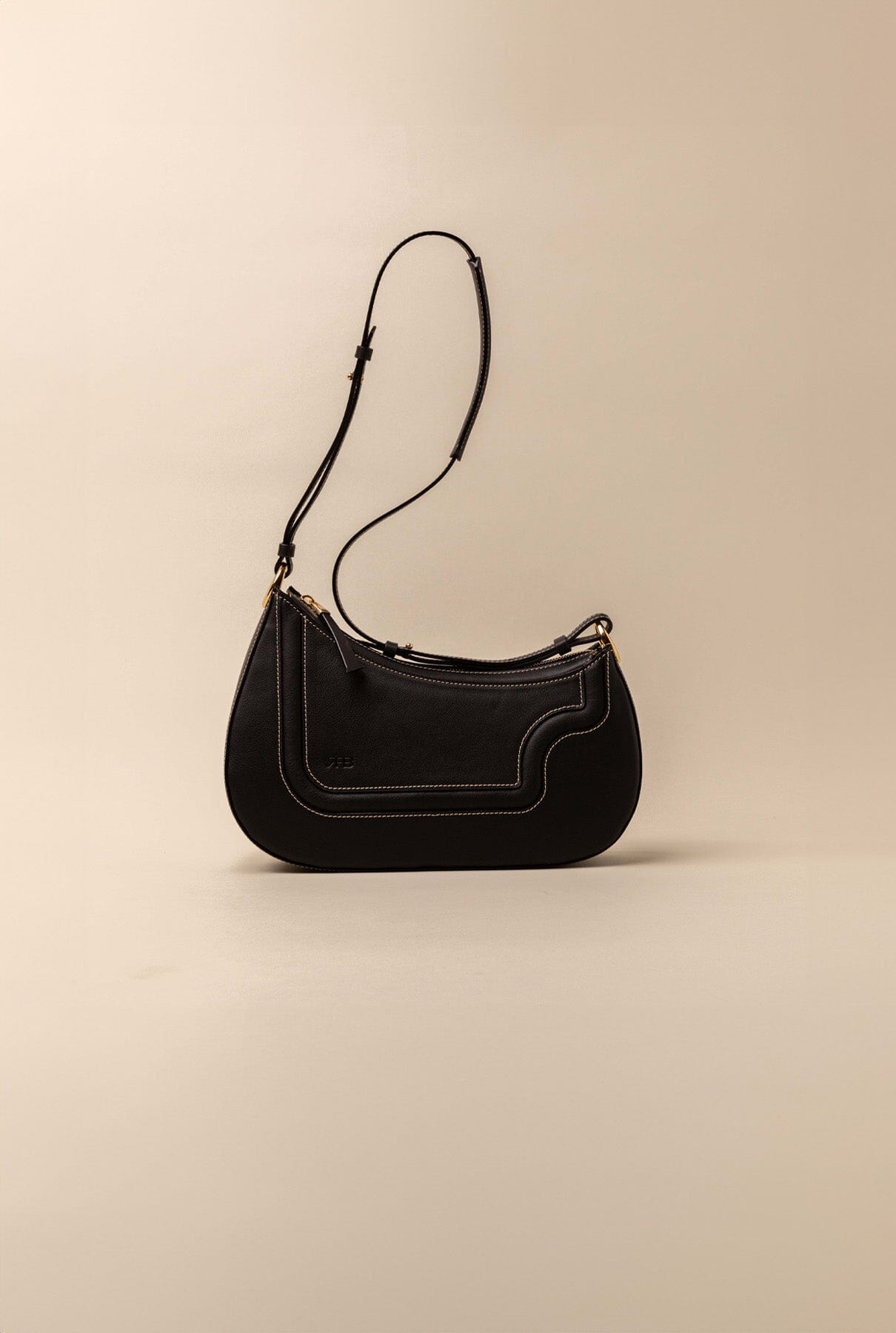 Binomio Black Leather Shoulder Bag