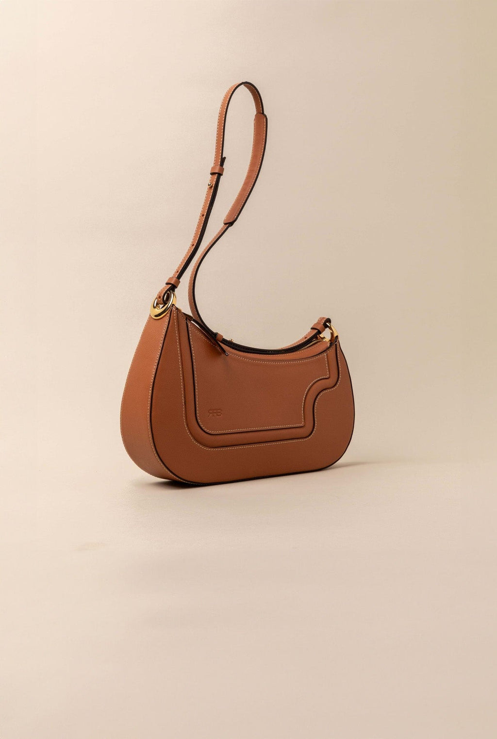 Binomio Light Caramel Leather Shoulder Bag