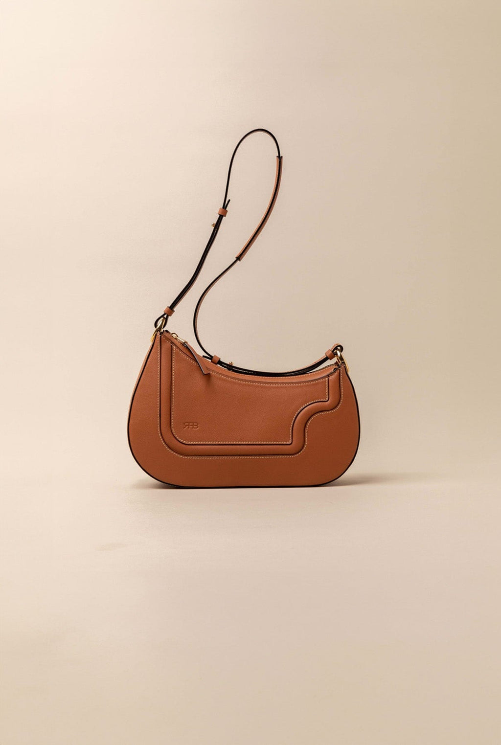 Binomio Light Caramel Leather Shoulder Bag