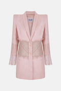 Blazer de lino y encaje rosa palo