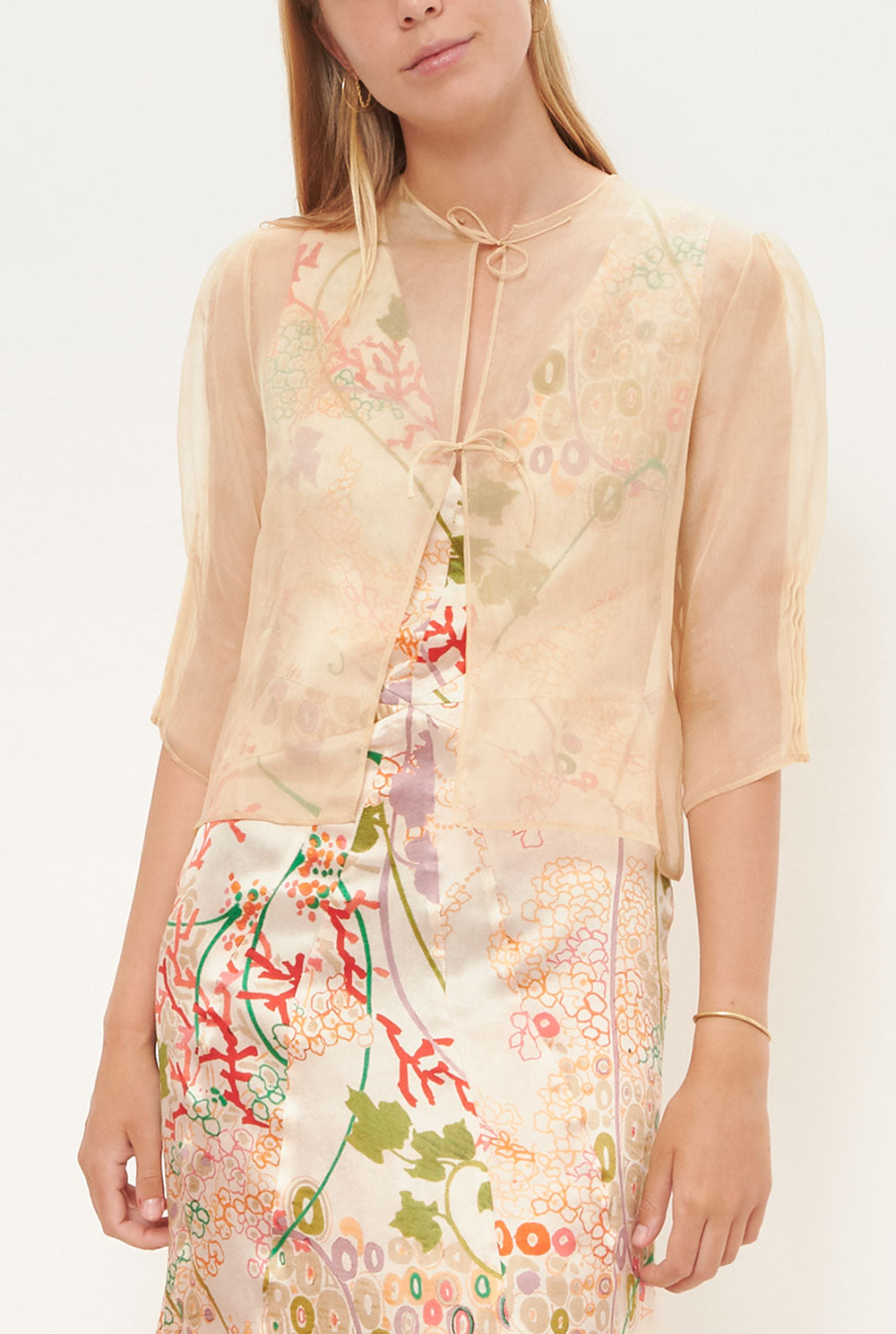 Blusa organza beige