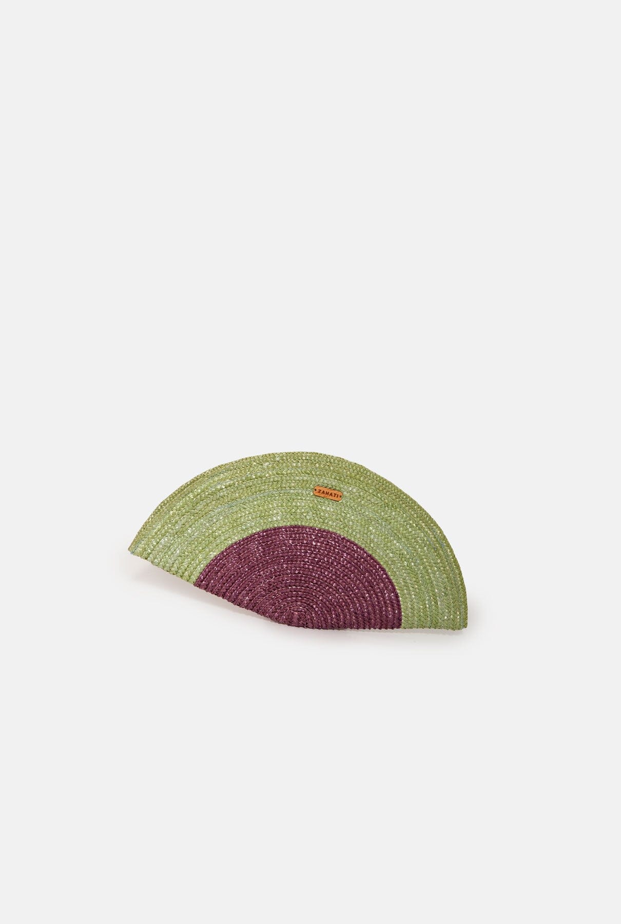 Bolso abanico morado y verde
