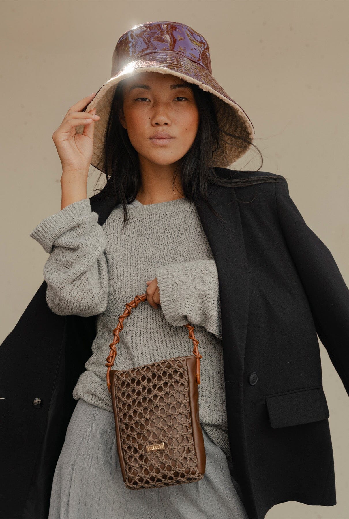 Bolso zig-zag Mini marrón