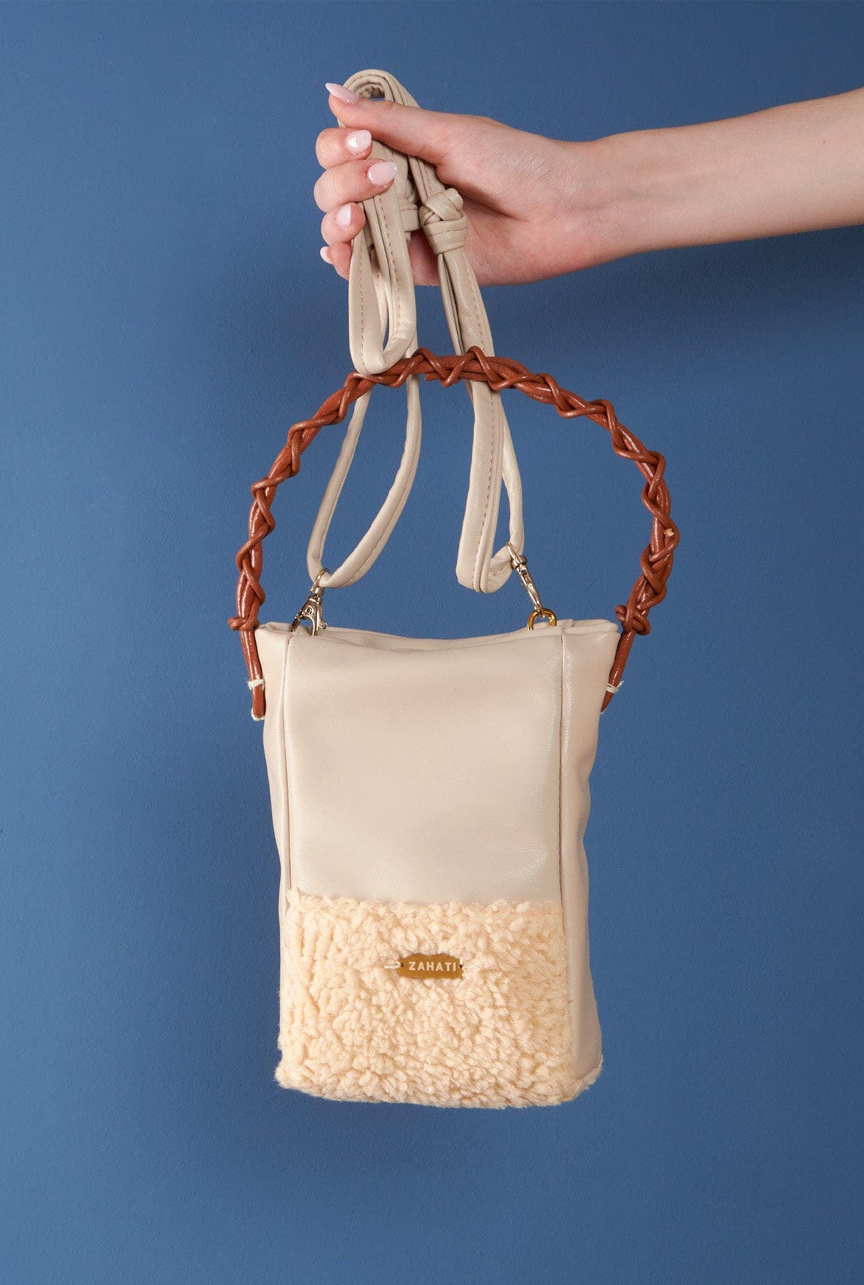 Bolso Zig-Zag teddy + champagne