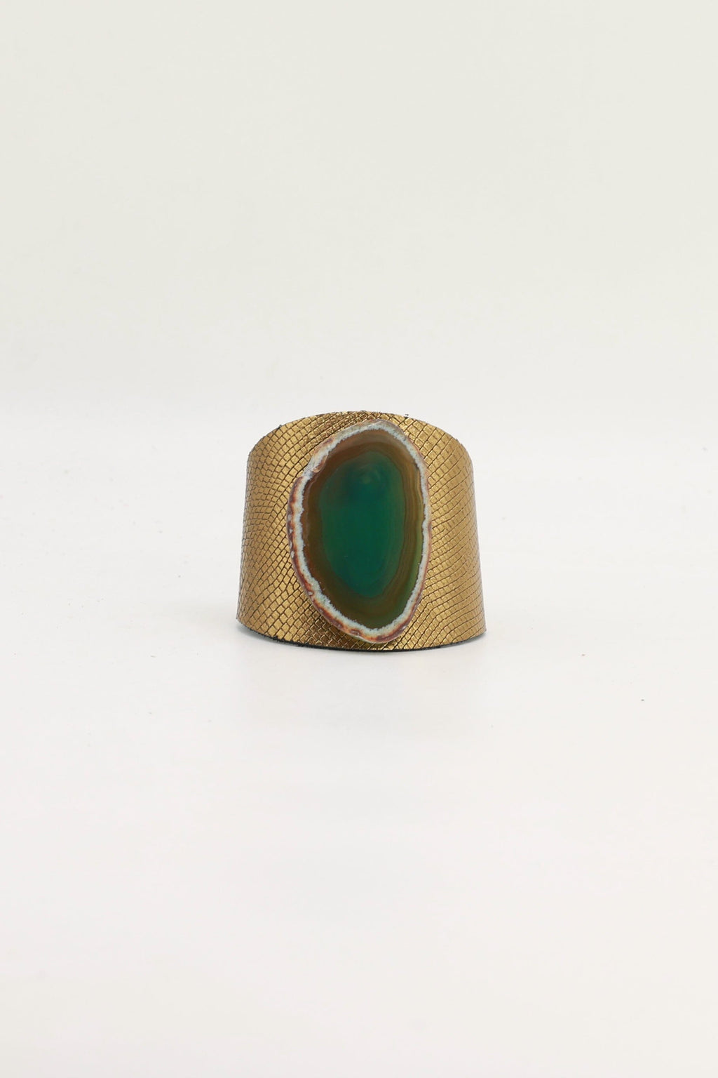 Brazalecue Grabado Dorado Ágata Verde