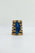 Brazalete Sol Dorado Ágata Azul