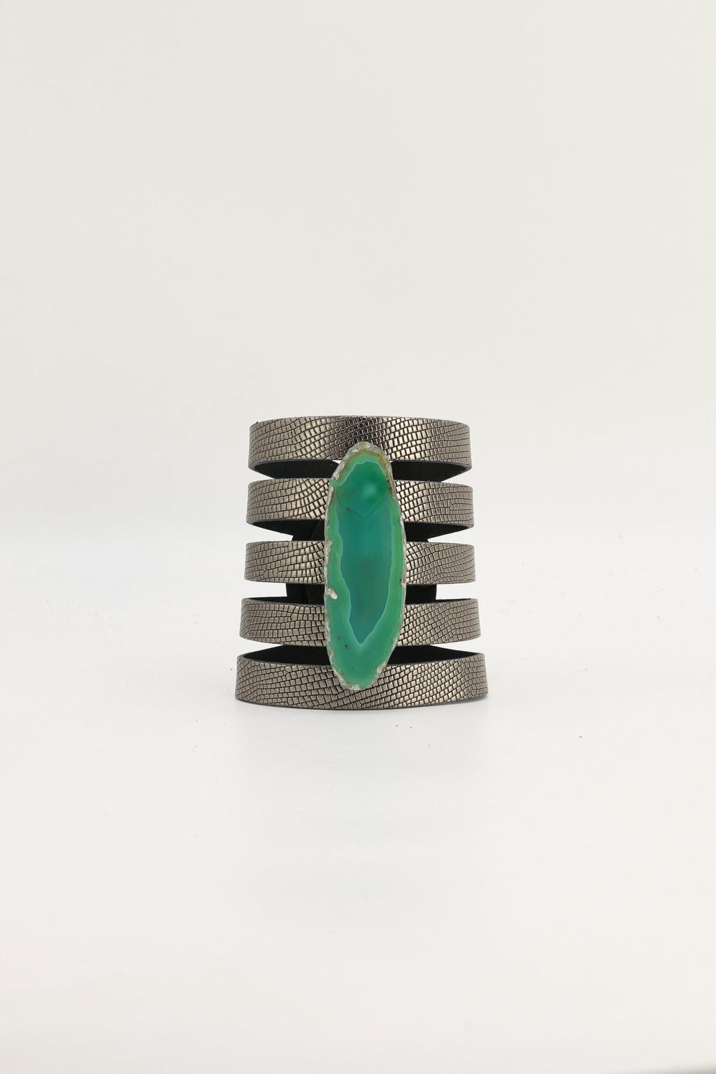 Brazalete Sol Plomo Ágata Verde
