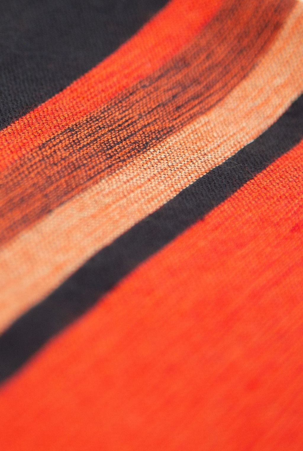 CHAL CASHMERE/ SEDA Fino RAYAS CENTRO ROJO_NARANJA_NEGRO