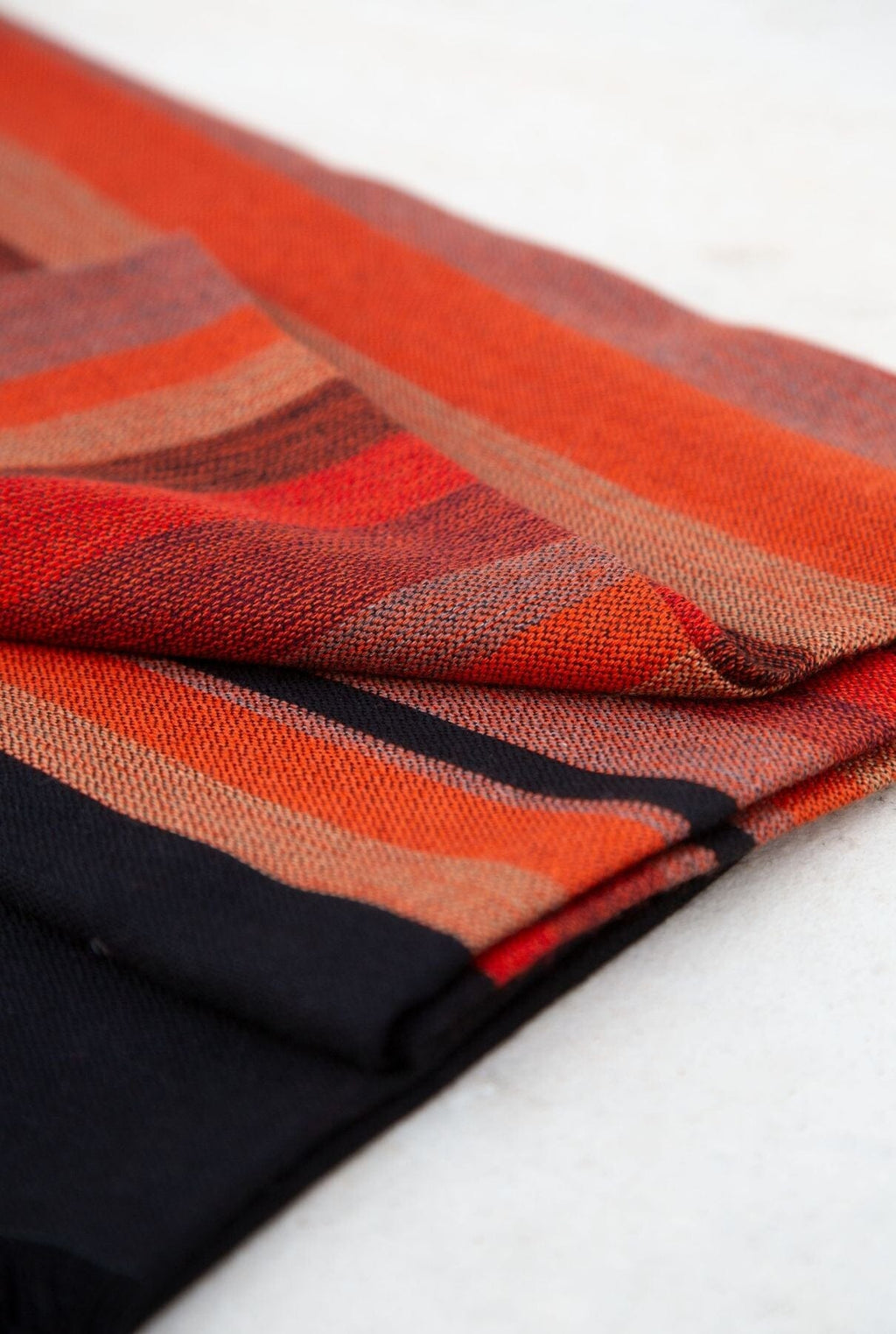 CHAL CASHMERE/ SEDA Fino RAYAS CENTRO ROJO_NARANJA_NEGRO