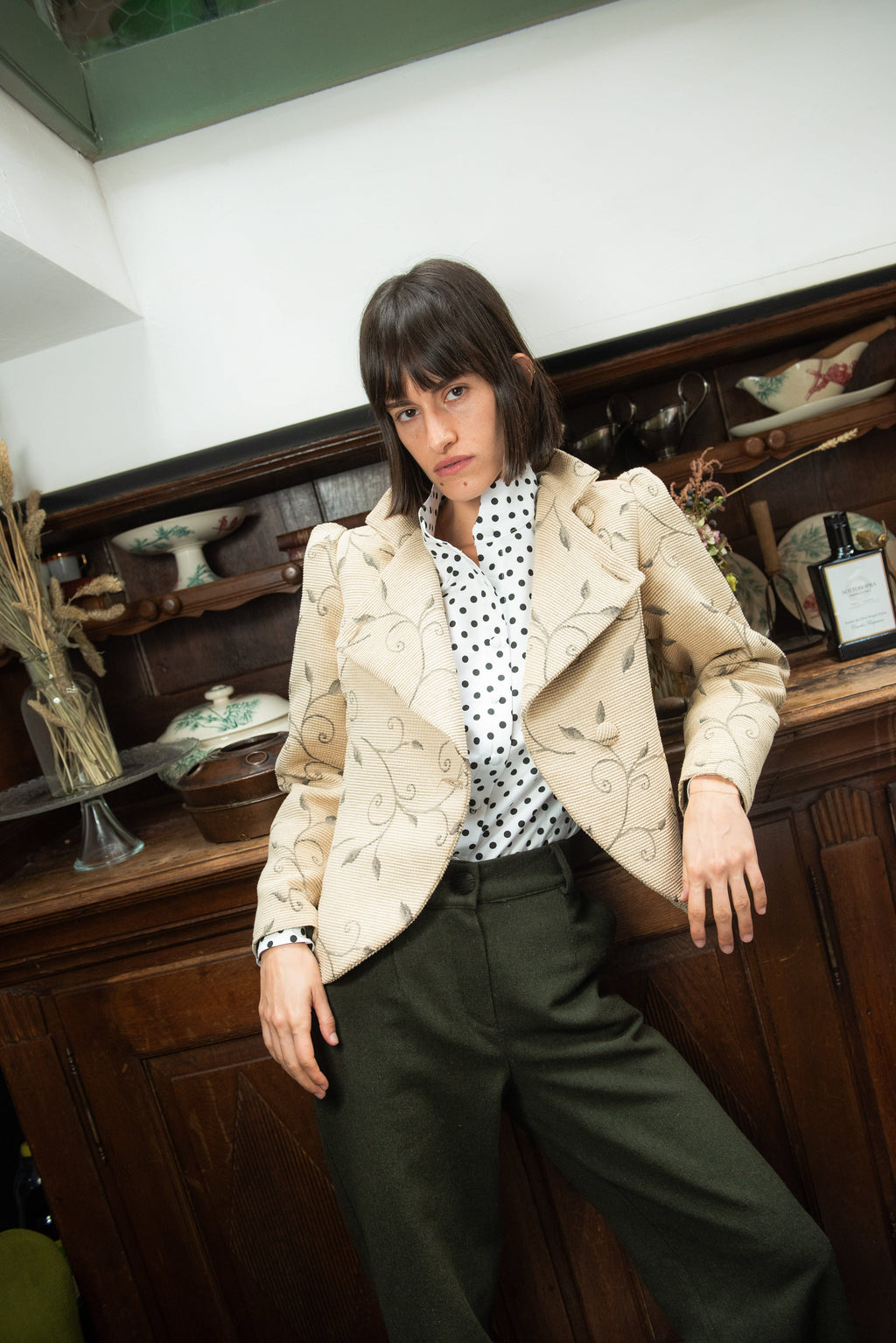 Chaqueta Alsten Beige Estampado Flores
