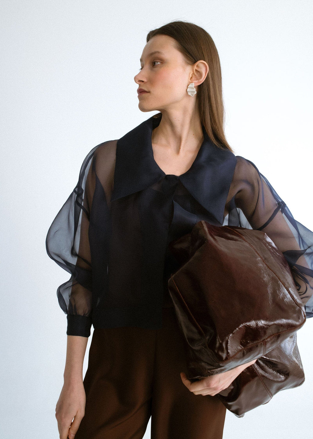 Chaqueta corta organza azul
