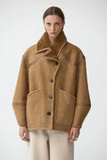Chaqueta de pelo ante detalles piel napa
