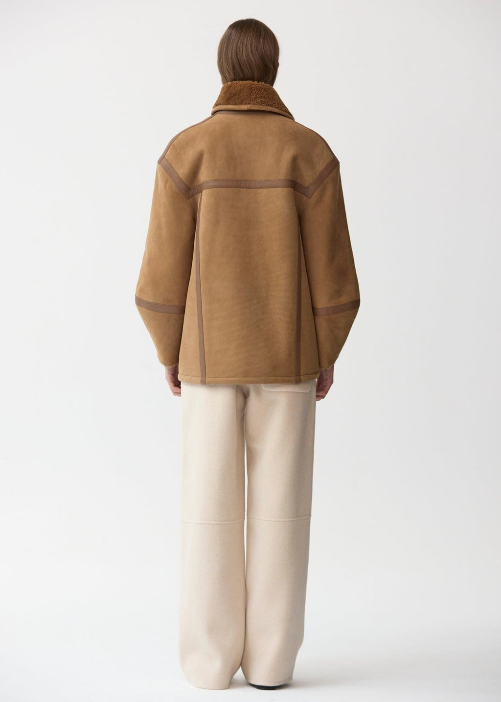 Chaqueta de pelo ante detalles piel napa