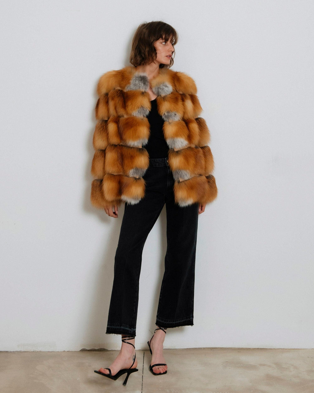 Chaqueta de pelo largo marrón