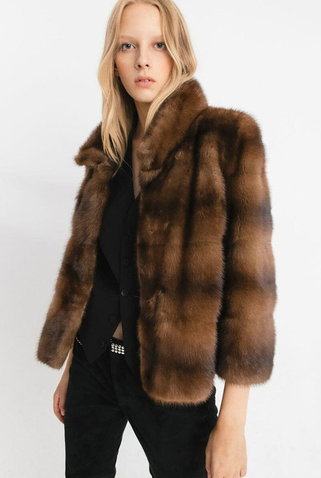 Chaqueta de pelo marrón