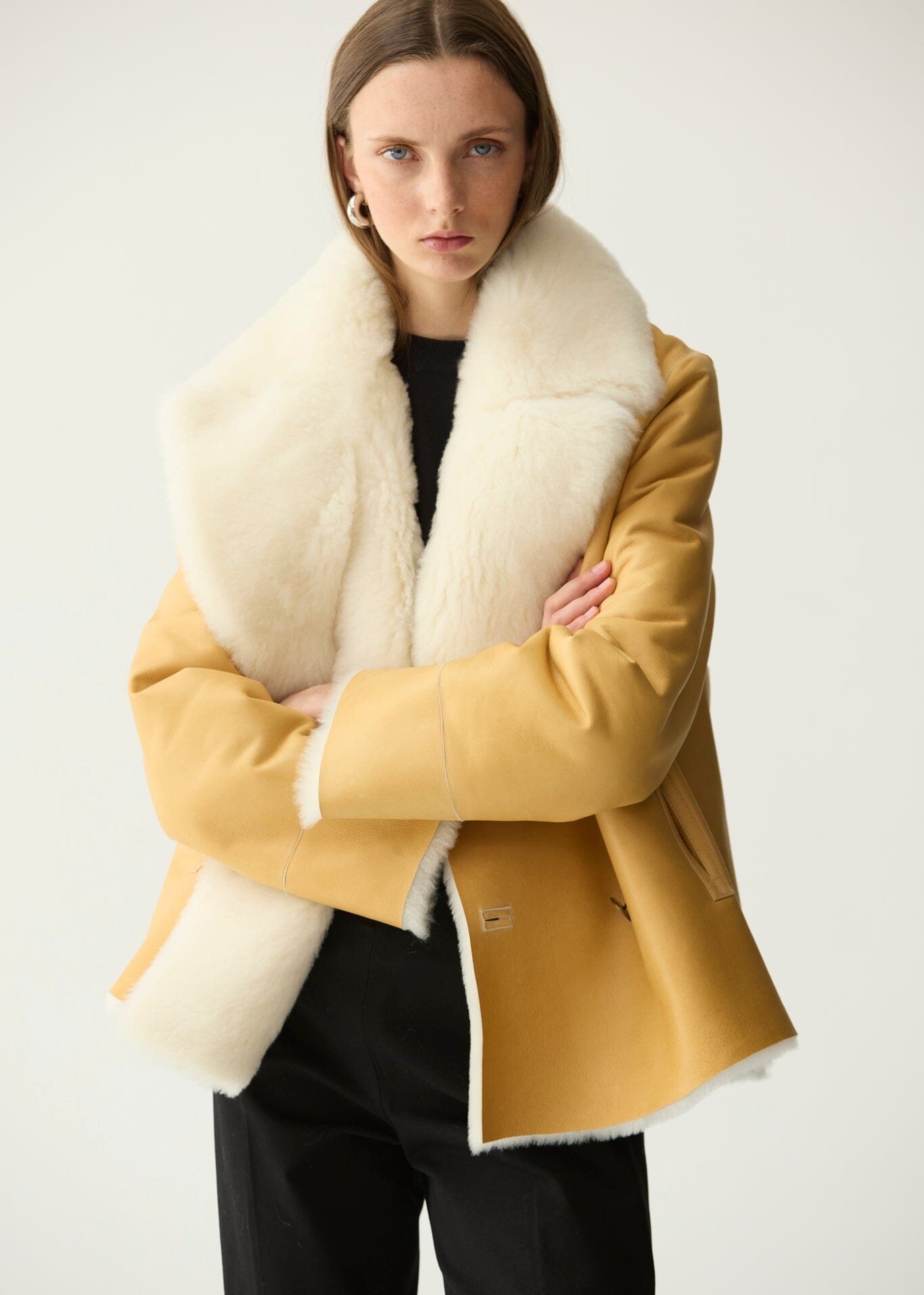 Chaqueta de pelo y piel napa