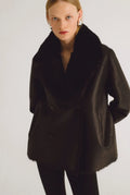 Chaqueta de pelo y piel napa negra
