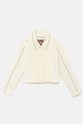 Chaqueta de terciopelo blanca bordada