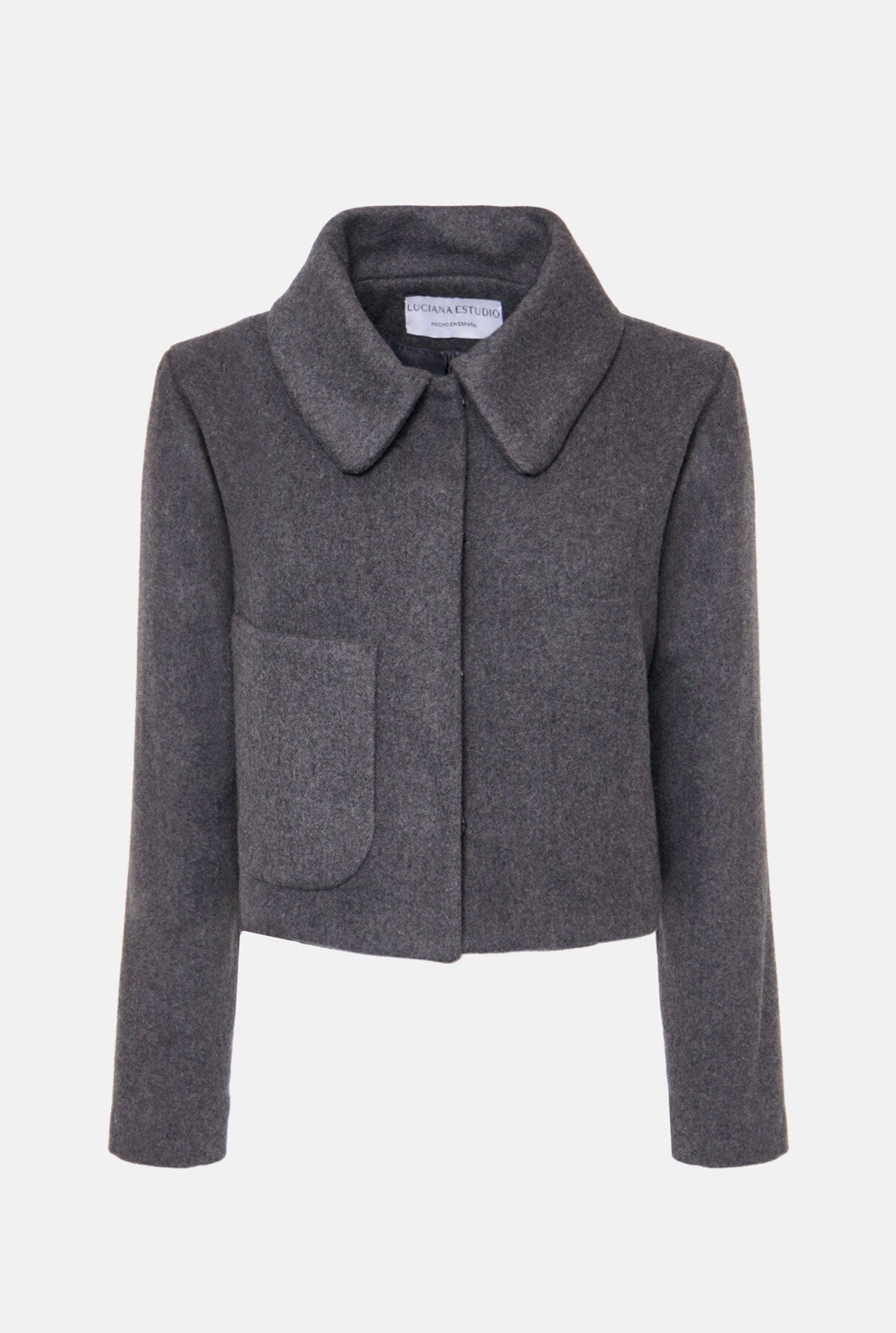 Chaqueta gris bolsillo sobrepuesto