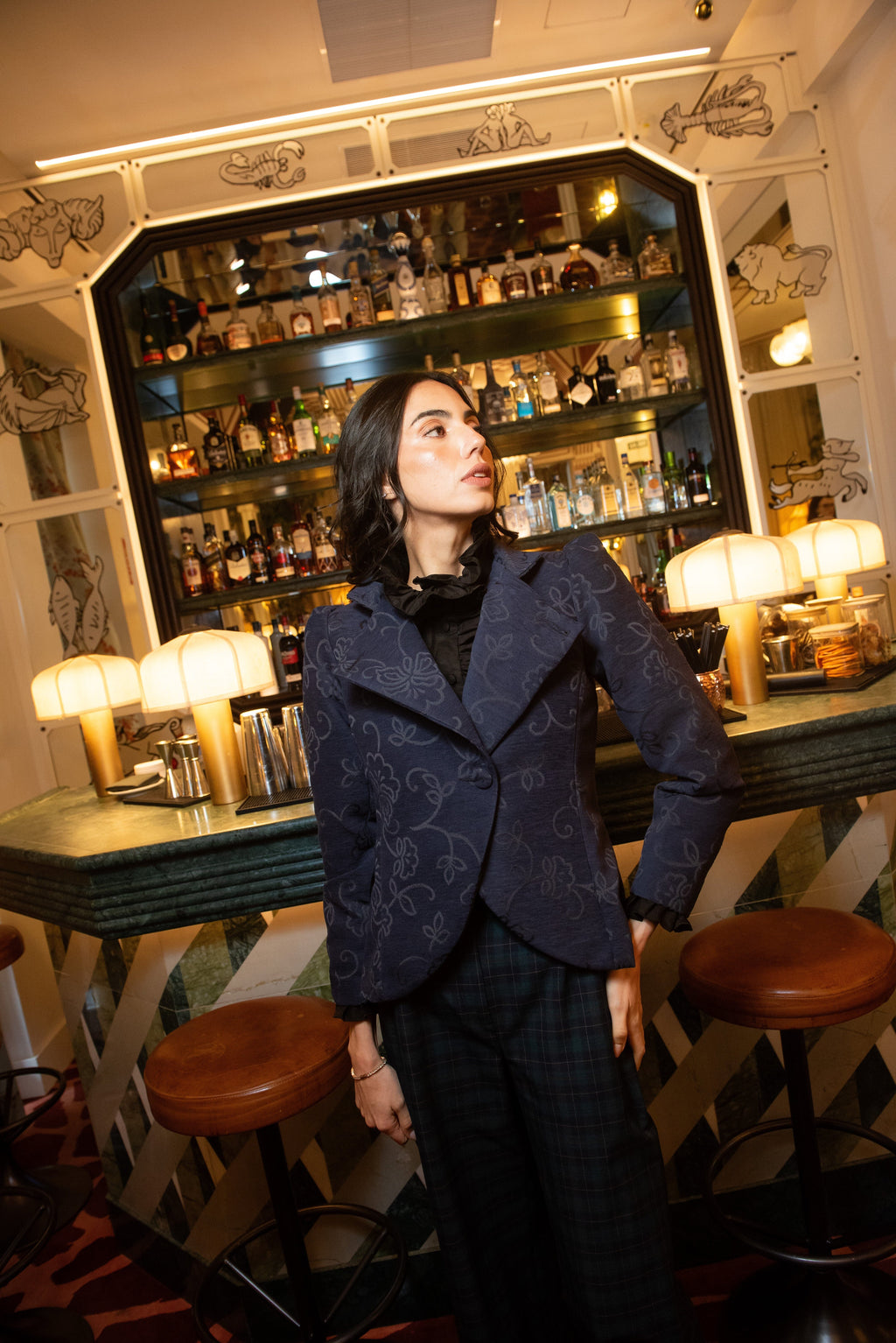 Chaqueta Hearth Azul Marino Estampado Flores