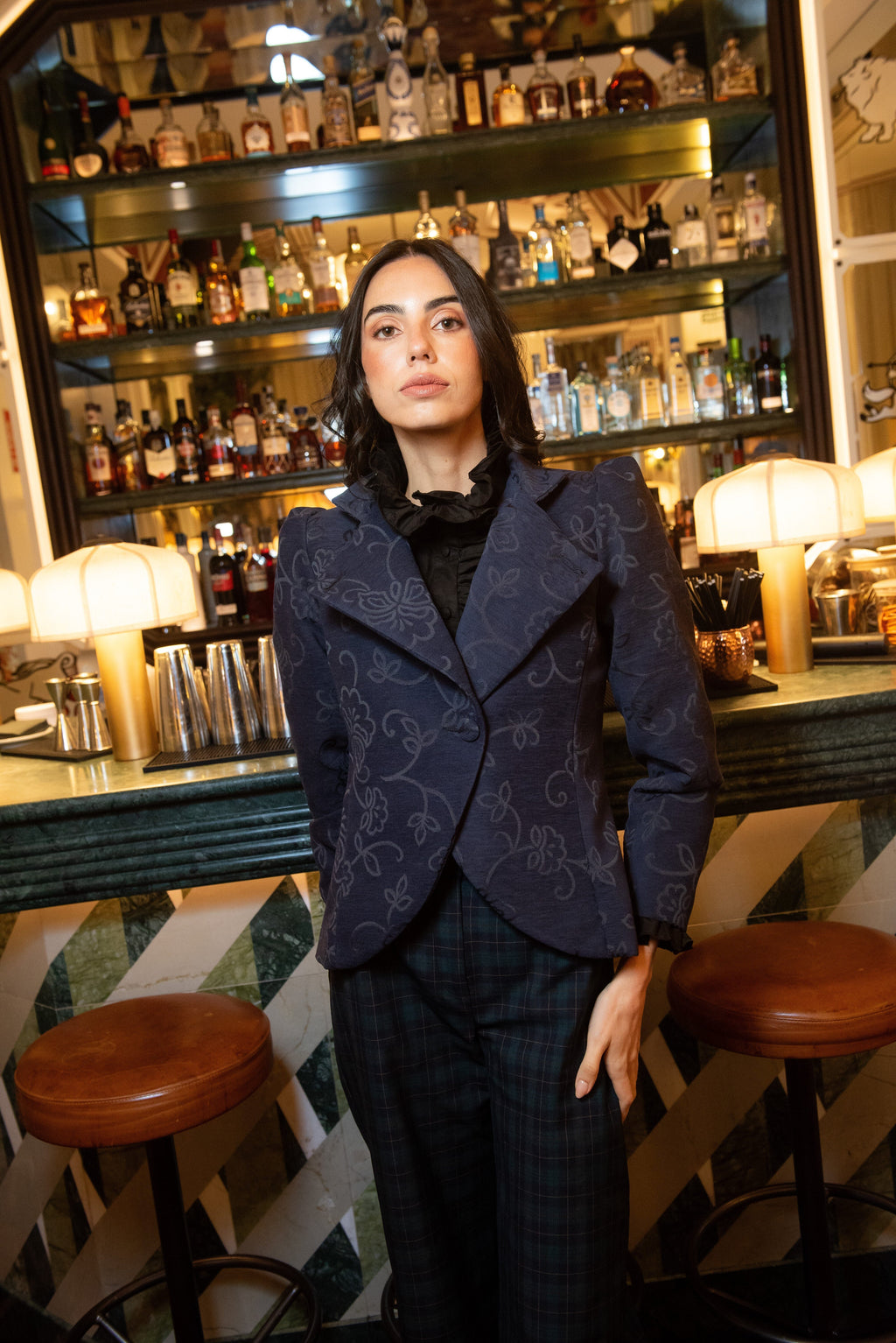 Chaqueta Hearth Azul Marino Estampado Flores