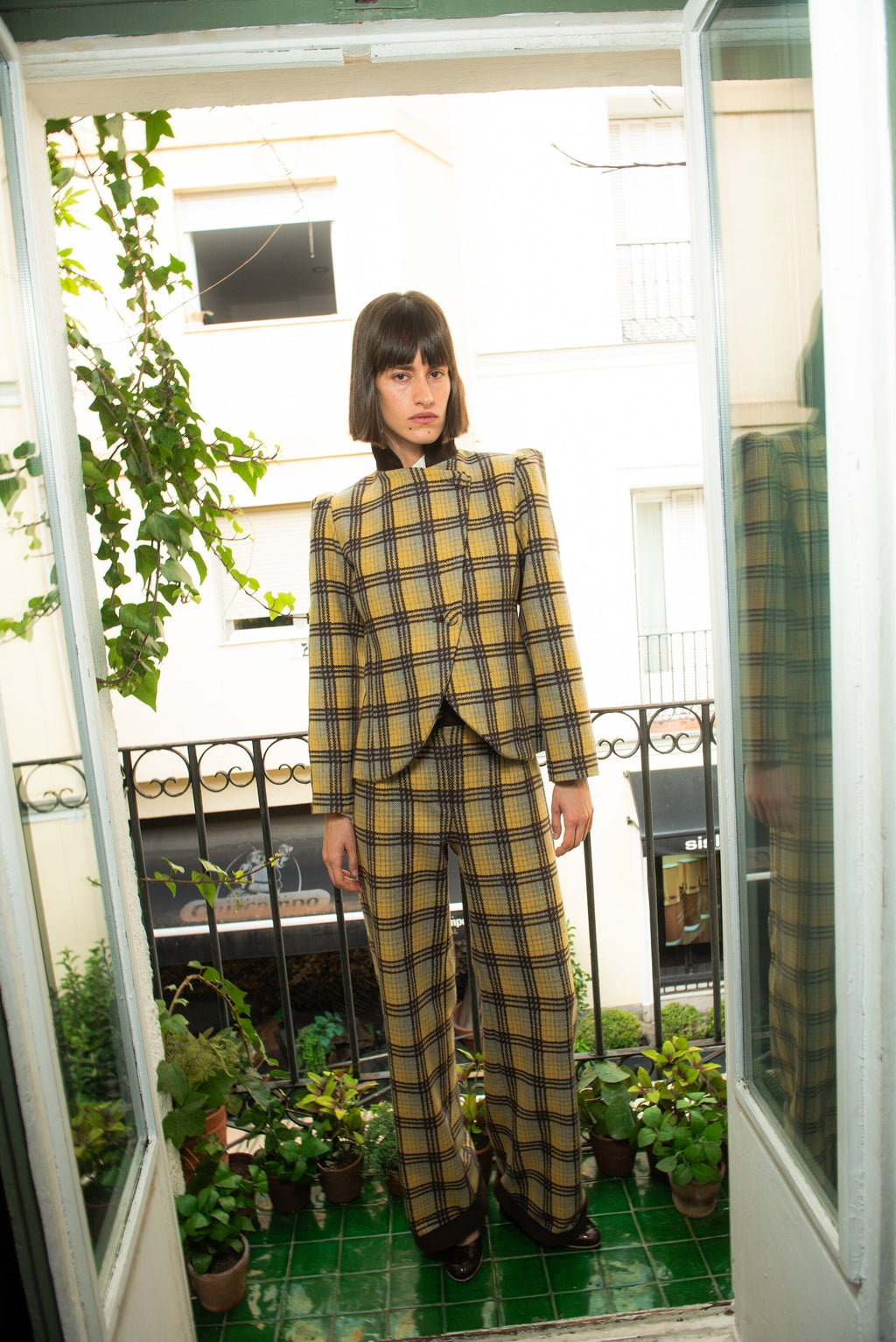 Chaqueta Luzern Lana Cuadros Amarillo