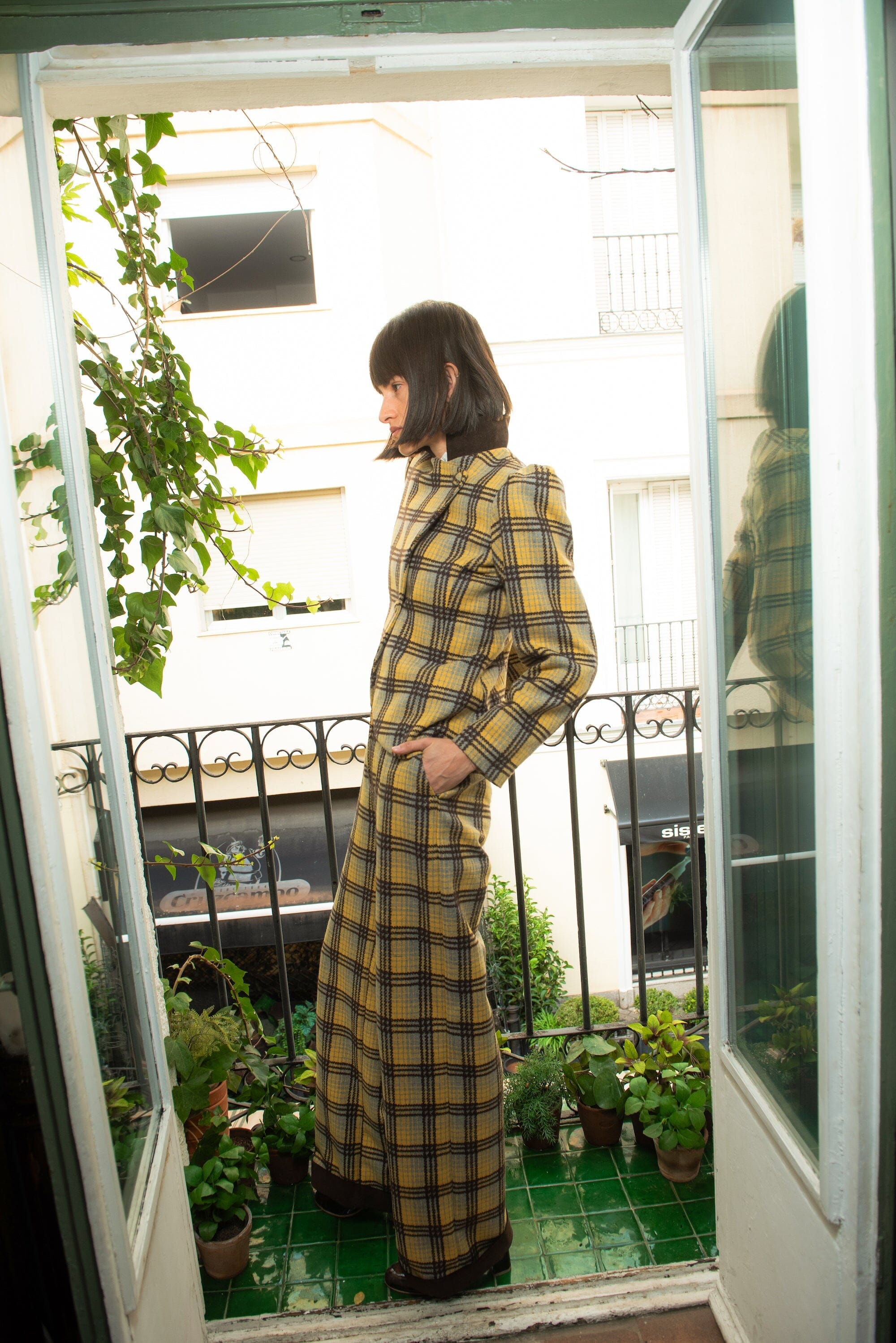 Chaqueta Luzern Lana Cuadros Amarillo