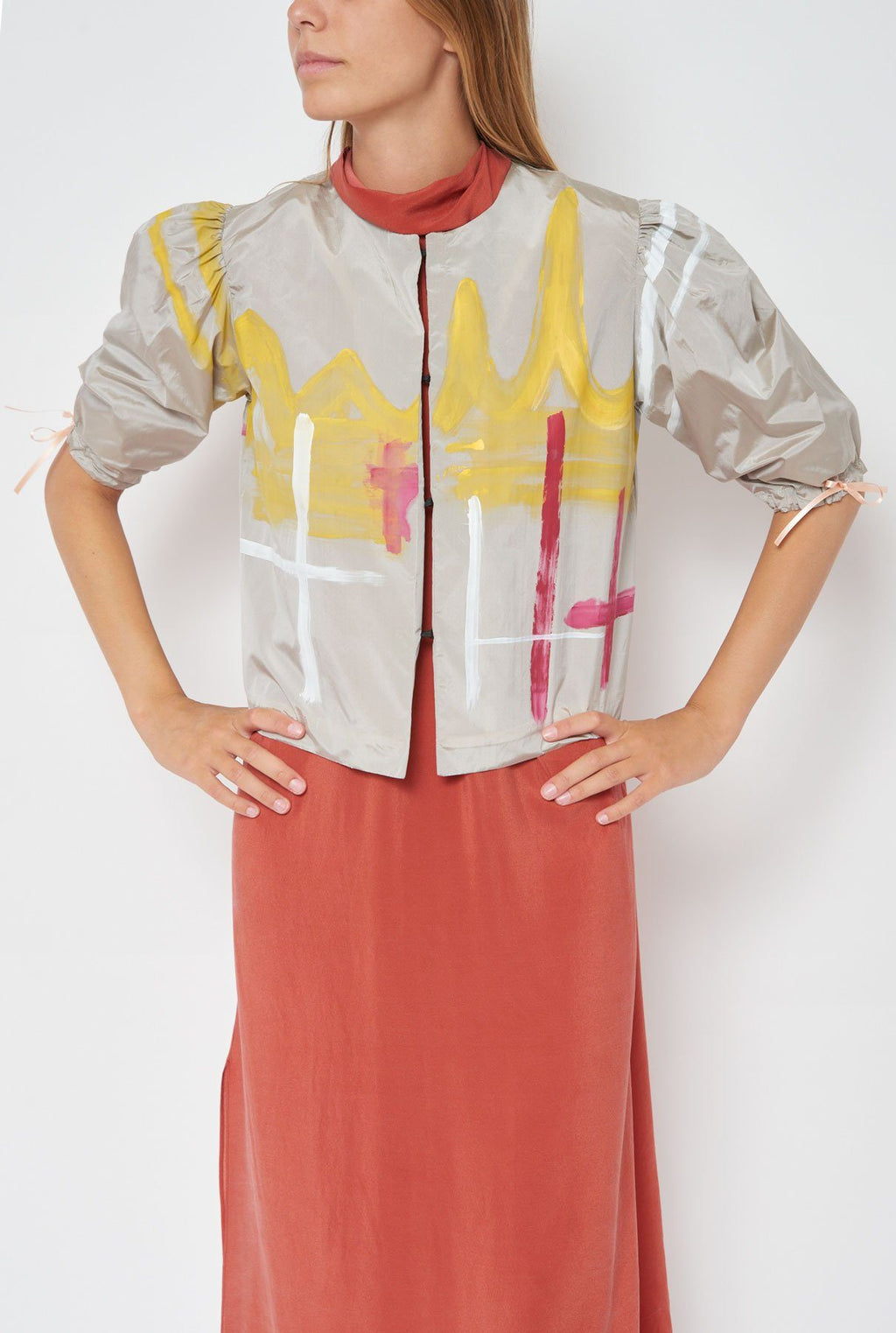 Chaqueta Trazos Pintados Gris