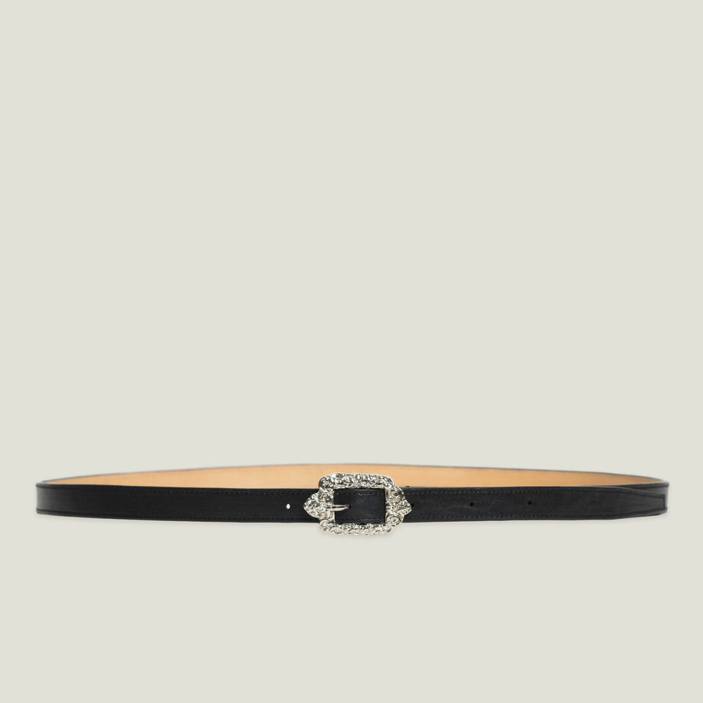 Silver engraved buckle belt