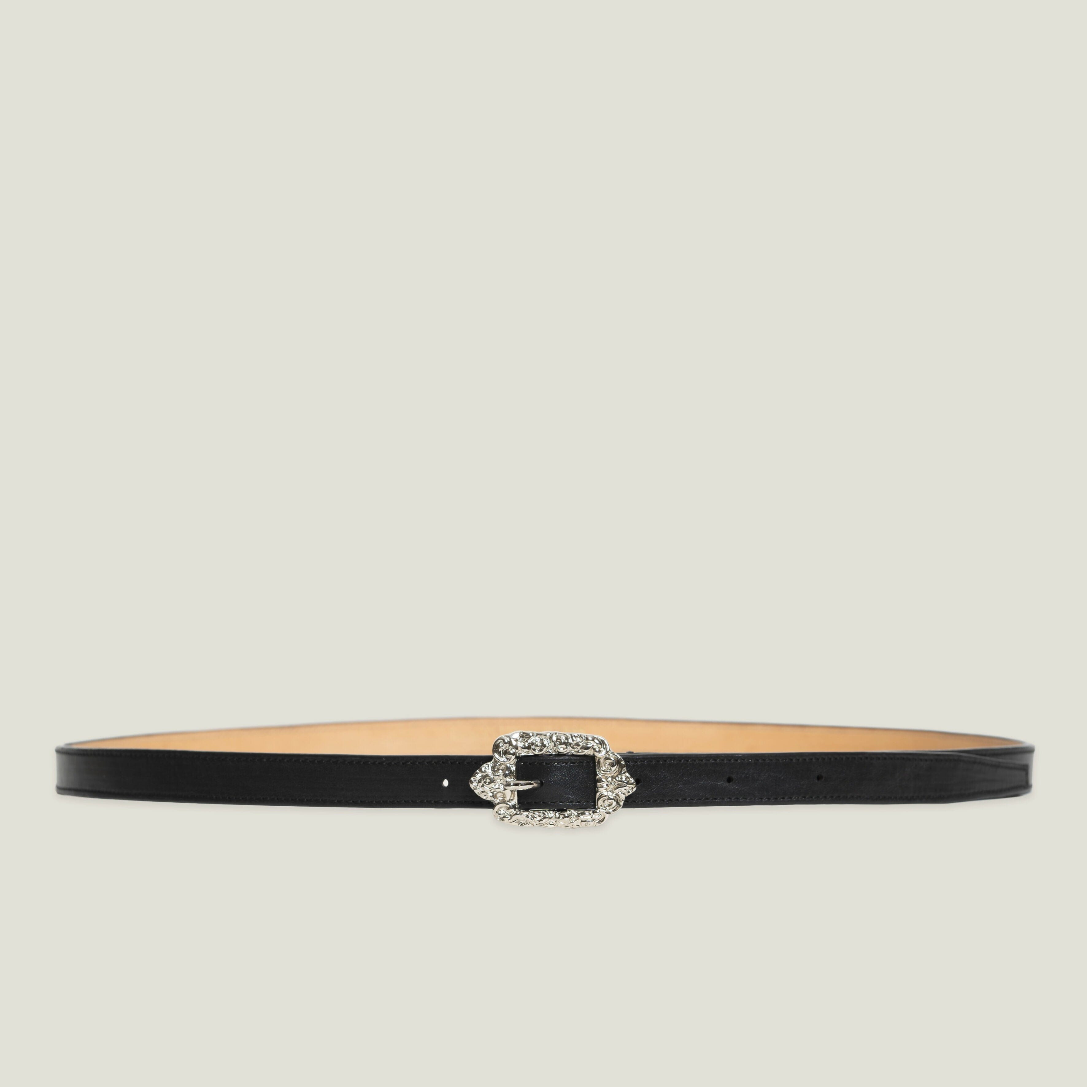 Silver engraved buckle belt