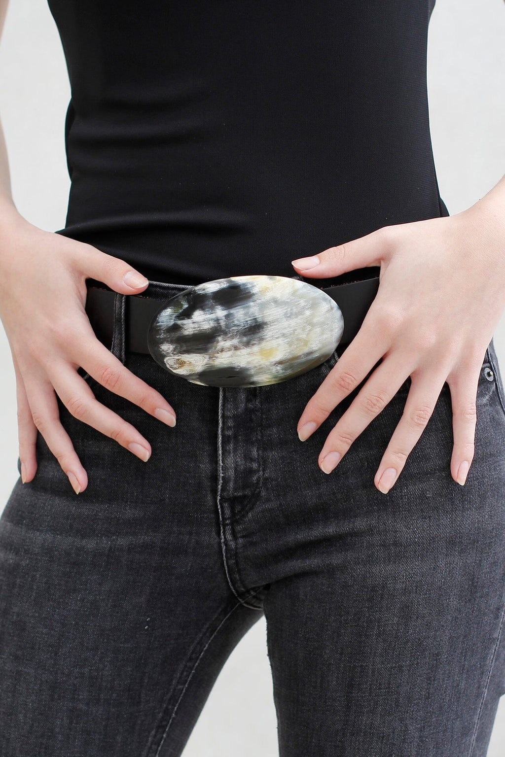 Cinturón Jeans Negro - Asta Ovalada