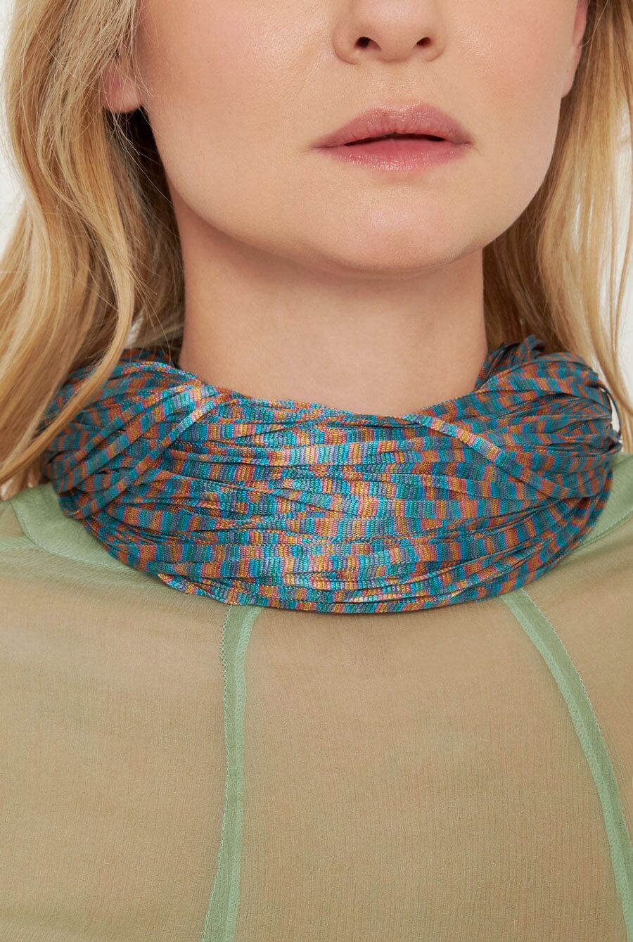 Collar Seda Azul Jaspeado