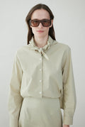 Cotton blouse with embroidered collar