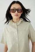 Cotton blouse with ruffle collar