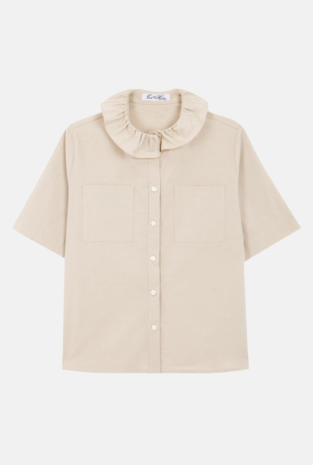Cotton blouse with ruffle collar