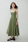 Cotton dress with straps and half-layer skirt