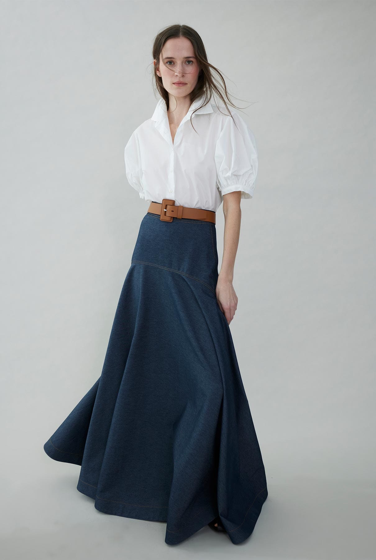 Denim long skirt
