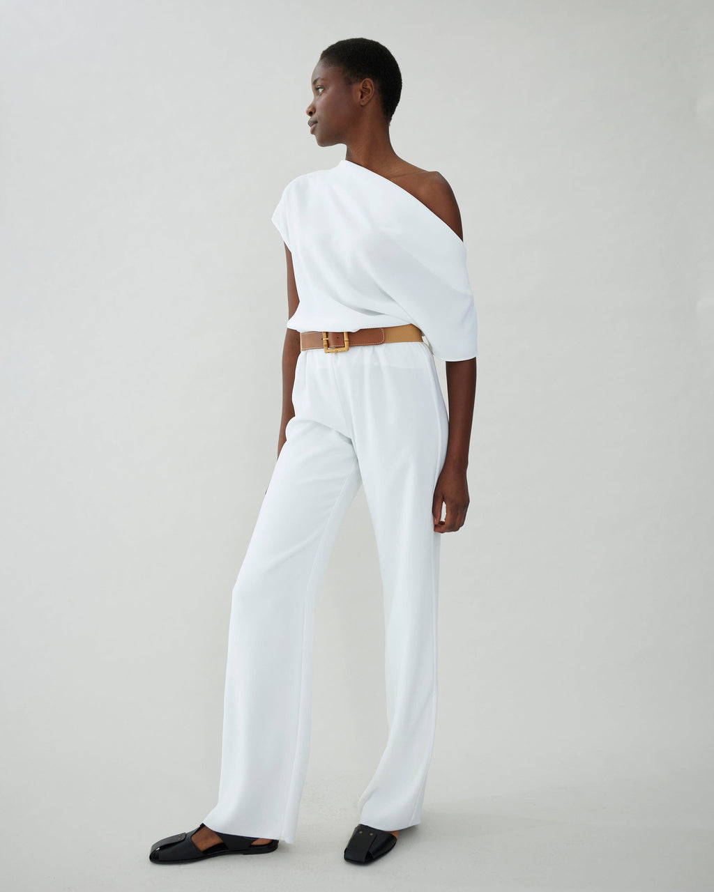 Asymmetrical crepe top