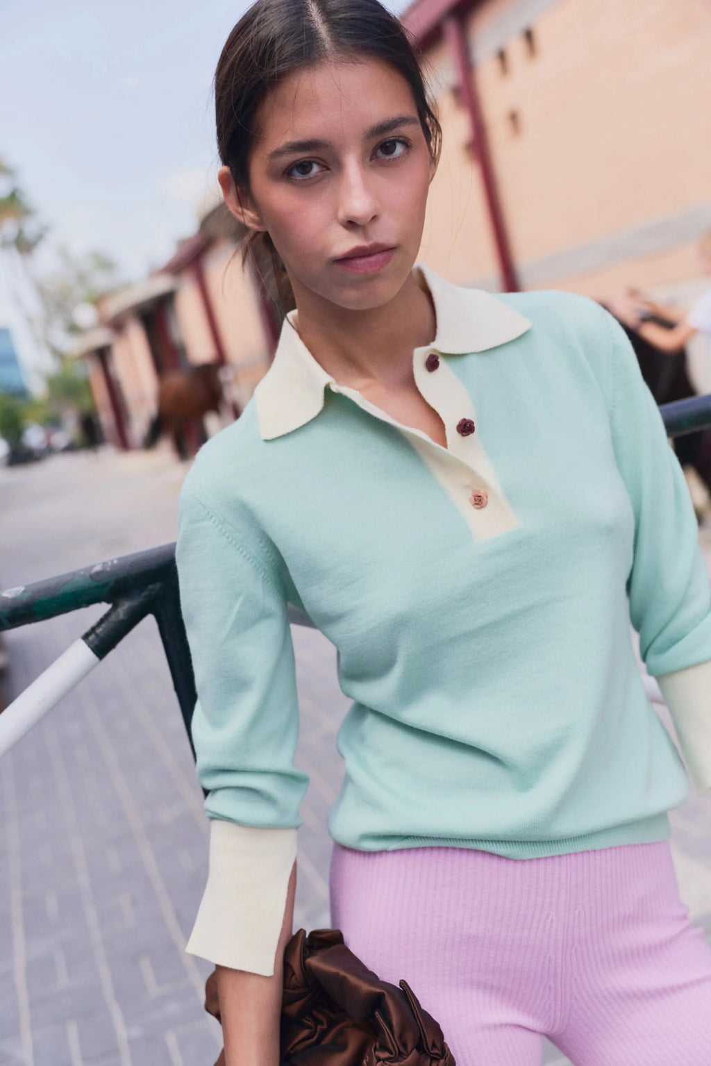 Emily Cashmere blend Polo Mint Green