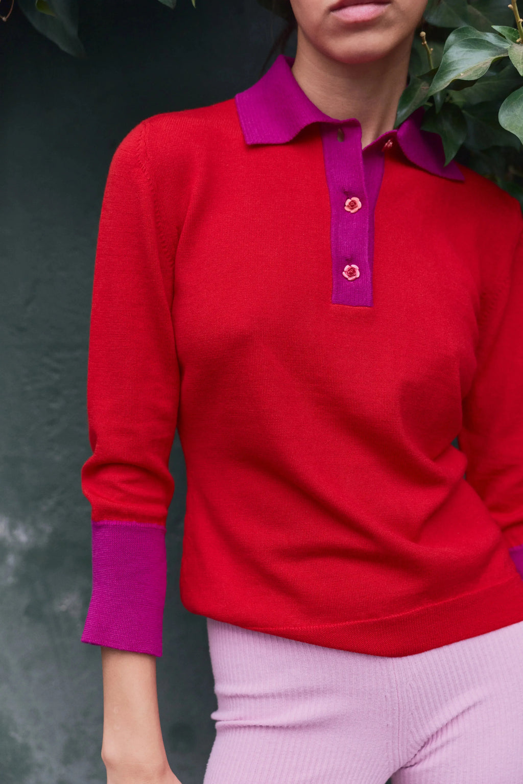 Emily Cashmere blend Polo Red