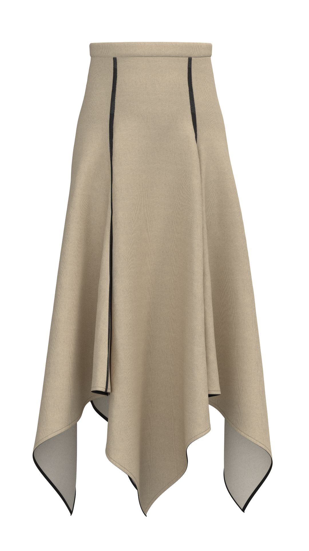 Falda con cortes beige